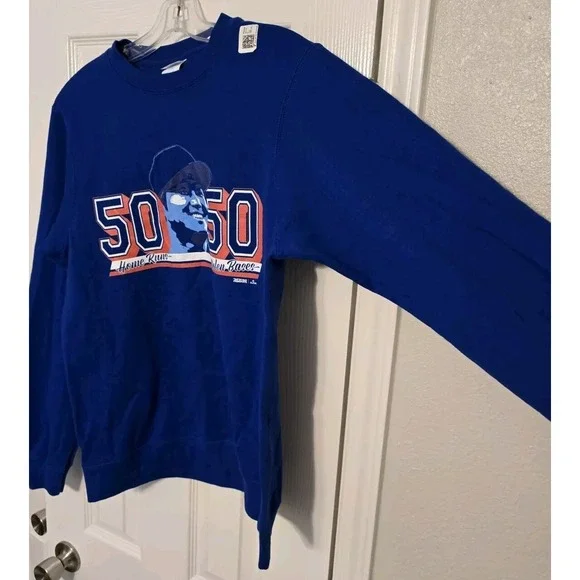 Shohei Ohtani LA Dodgers 50/50 Club Mens Size Small Pullover Sweatshirt Blue - Picture 5 of 13